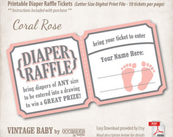 340x270 Printable Baby Shower Diaper Raffle Tickets Invite Diy