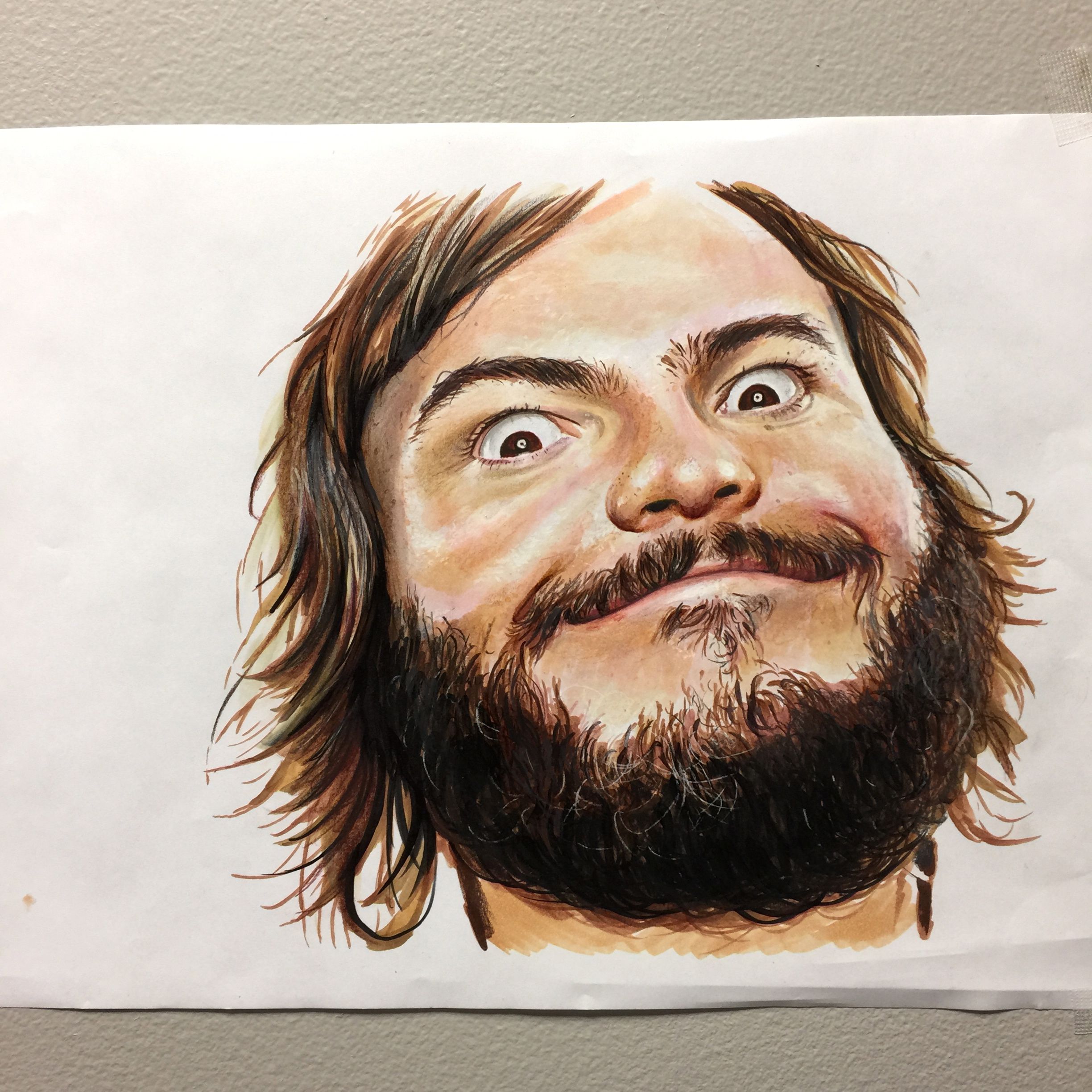 2448x2448 Jack Black Marker Drawing By Pony Lawson. Prismacolor Colored