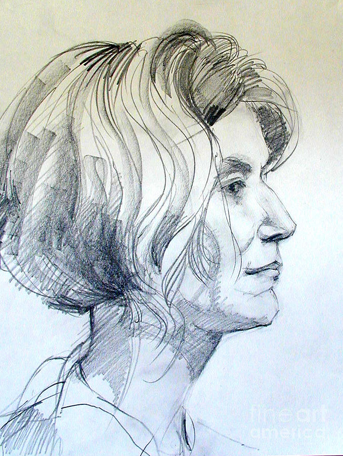 678x900 Portrait Drawing Of A Woman In Profile Drawing By Greta Corens
