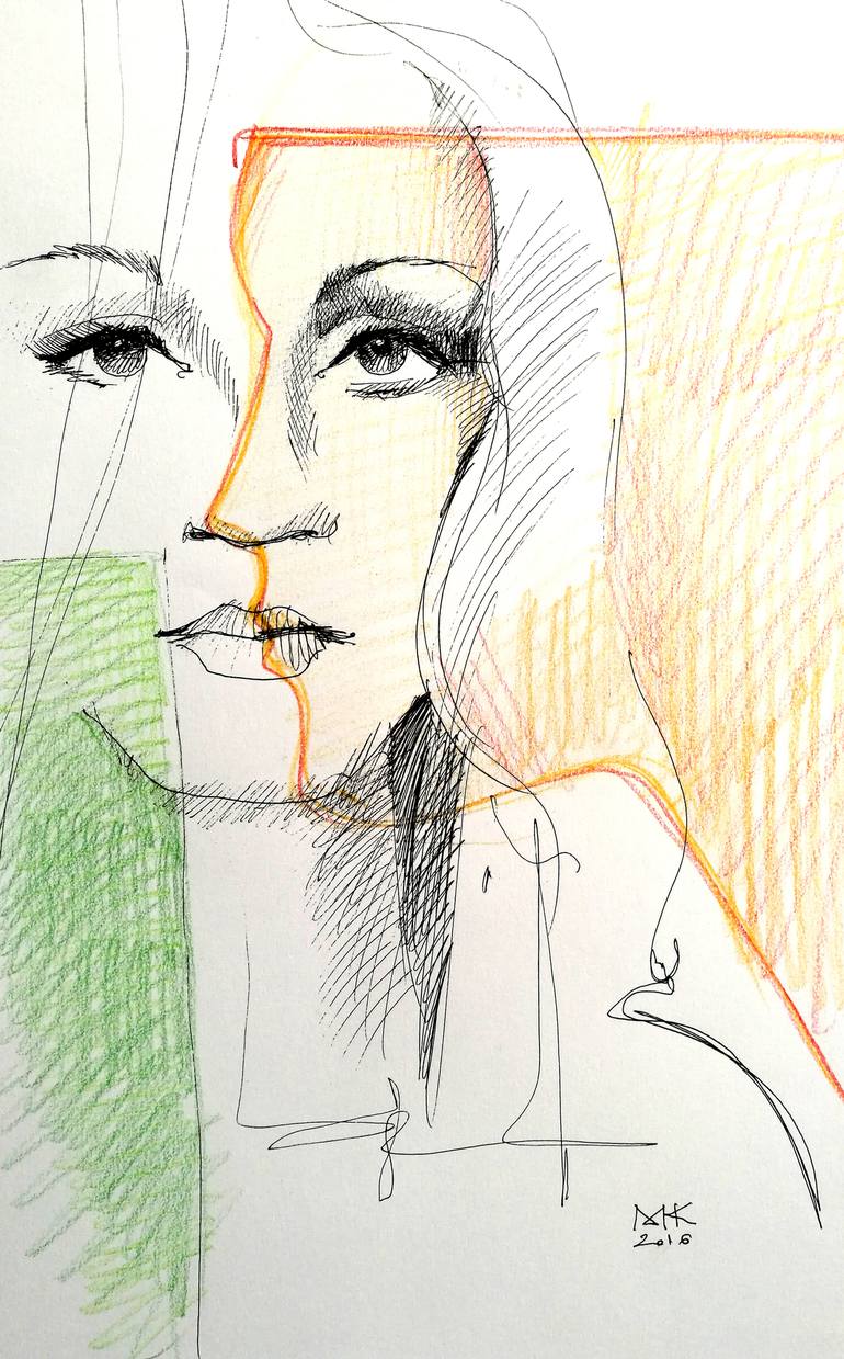 770x1239 Saatchi Art Face And Profile Drawing By Mugur Kreiss
