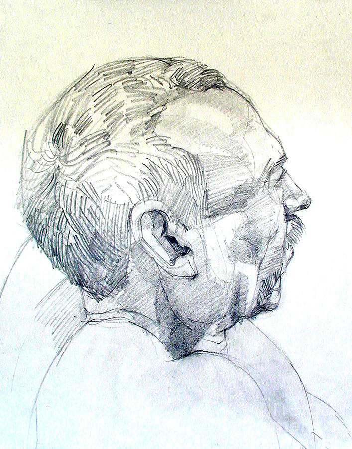707x900 Graphite Portrait Sketch Of A Man In Profile Drawing By Greta Corens
