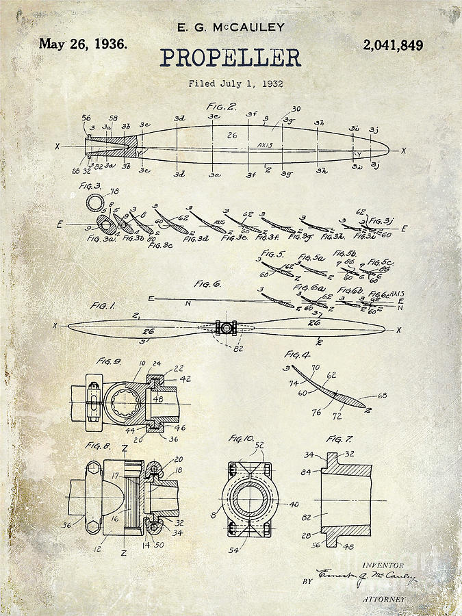 675x900 1936 Propeller Patent Drawing Photograph By Jon Neidert