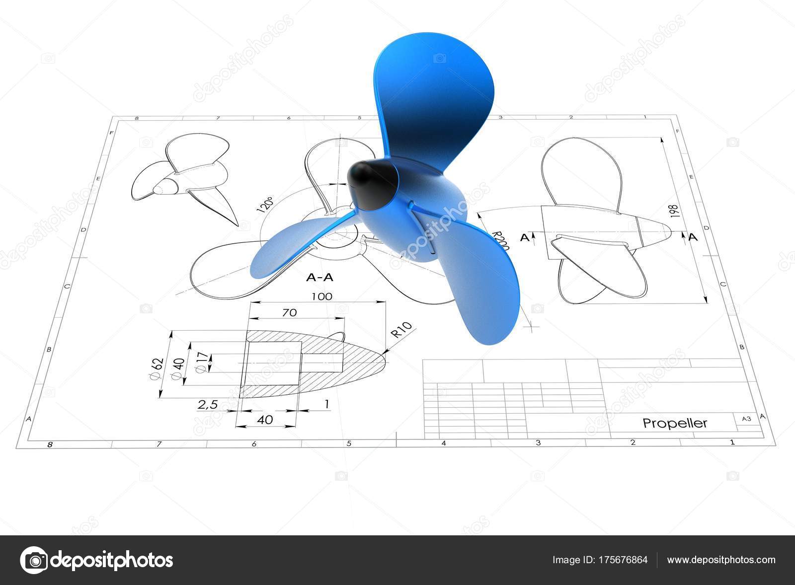 1600x1178 Illustration Propeller Engineering Drawing Stock Photo Ildarss