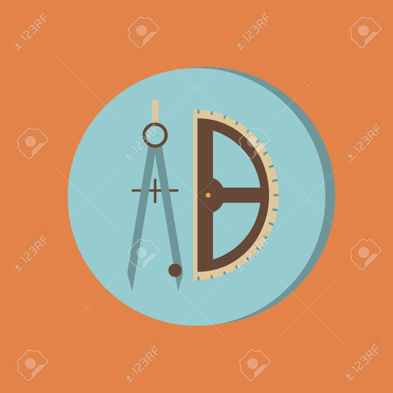 1300x1300 The Compass And Protractor. Characters Geometry. Education Sign