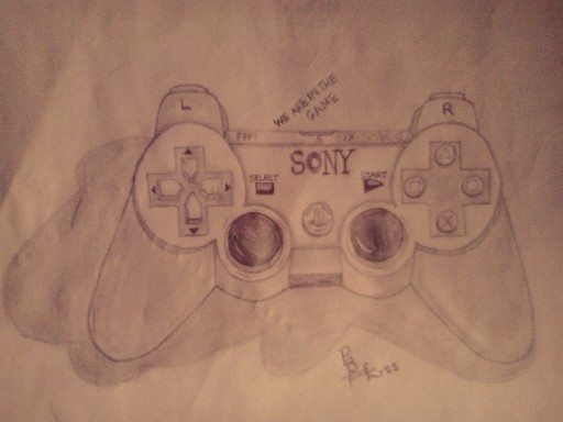512x384 Pencil Drawing Of Ps3 Wireless Controller. Art