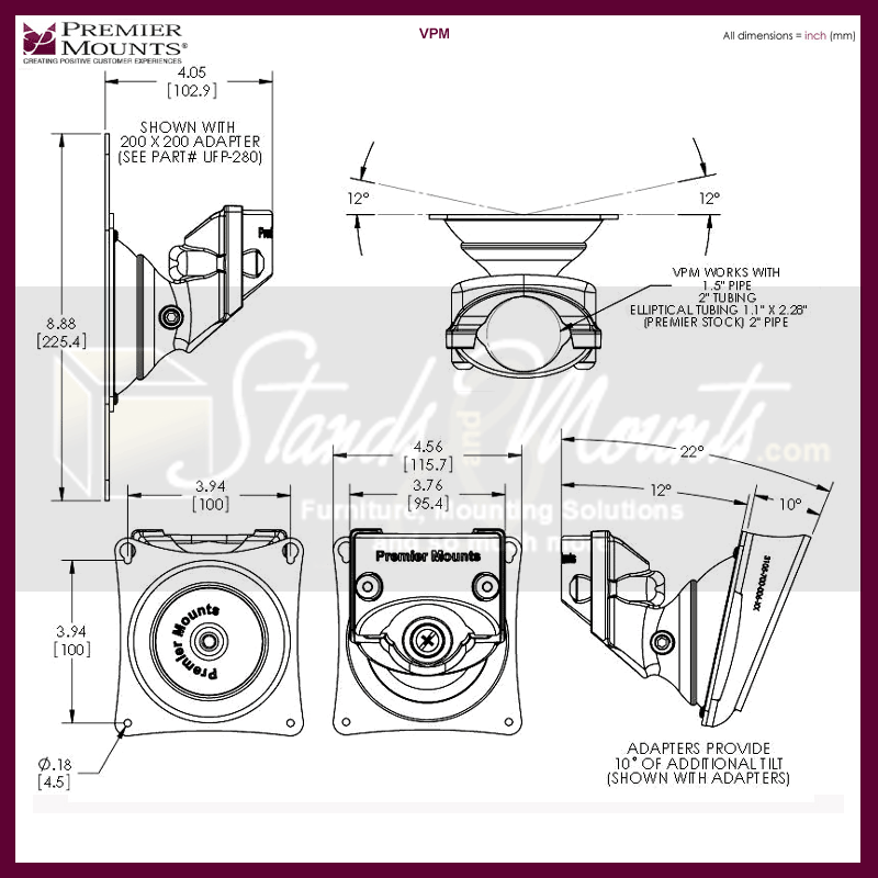 800x800 Premier Mounts Offset Base For Psp Floor Stands Psp S Base