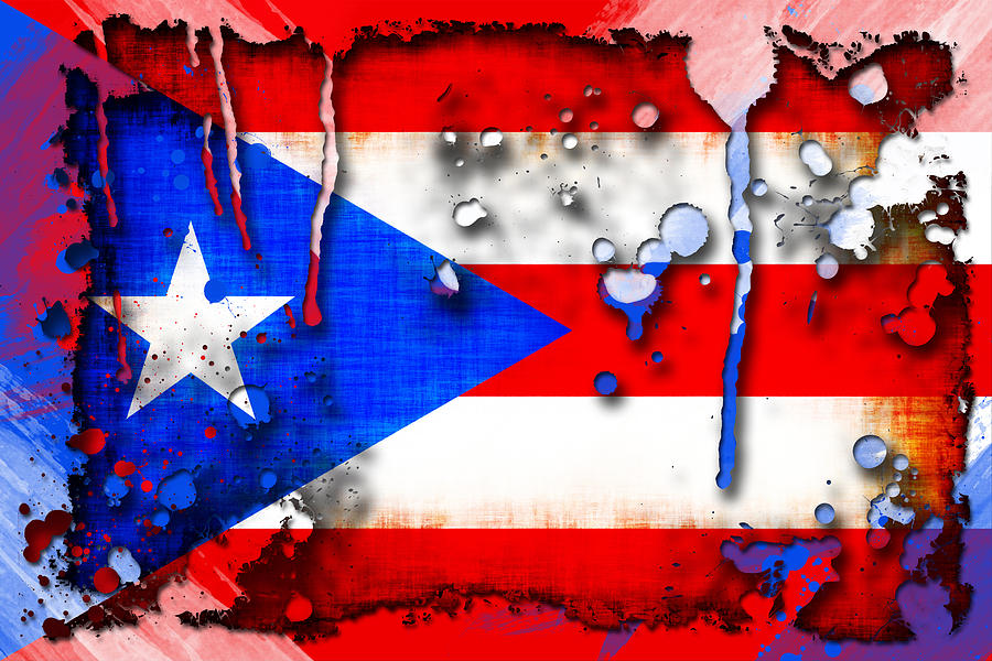 900x600 Grunge And Splatter Puerto Rico Flag Digital Art By David G Paul