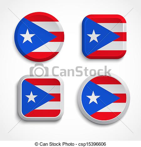 450x470 Puerto Rico Flag Buttons Set Vector Clipart
