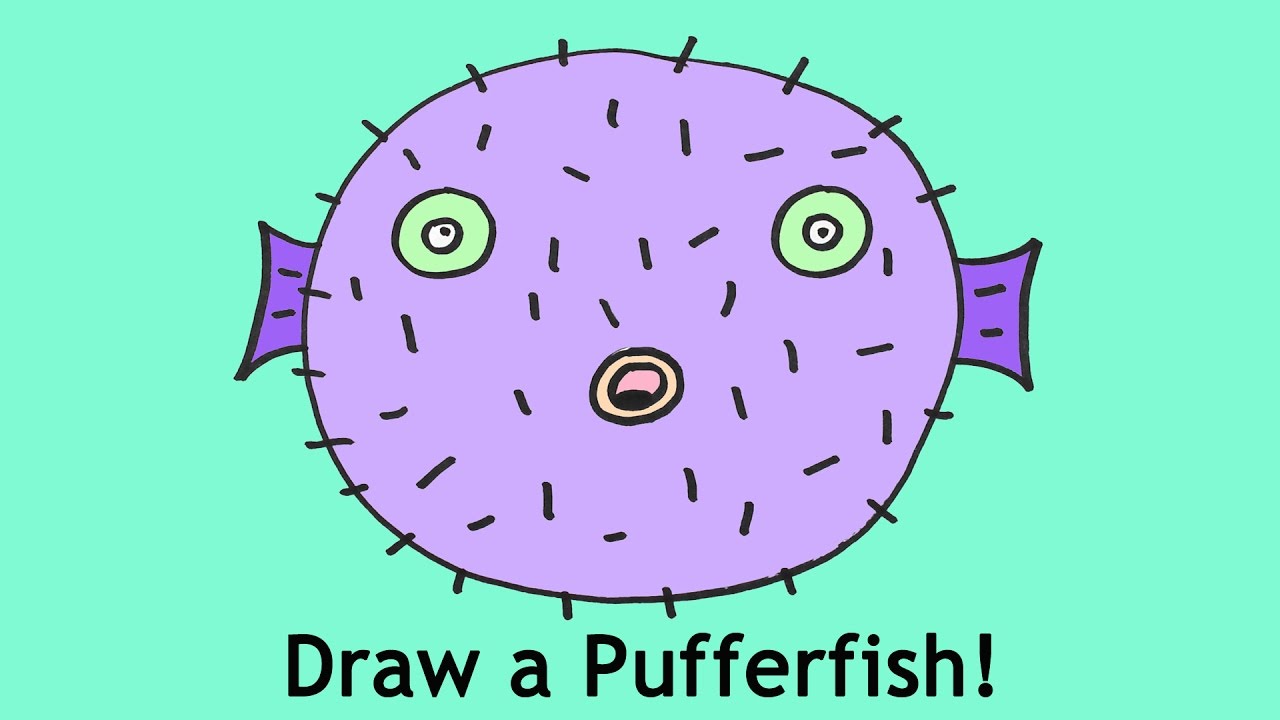 1280x720 How To Draw A Pufferfish Puffer Fish Easy Cartoon Drawing Lesson