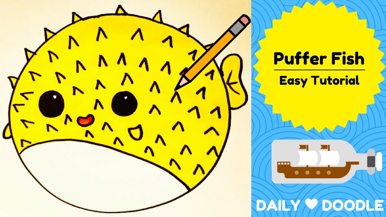 1280x720 Tutorial How To Draw A Puffer Fish In 6 Simple Steps