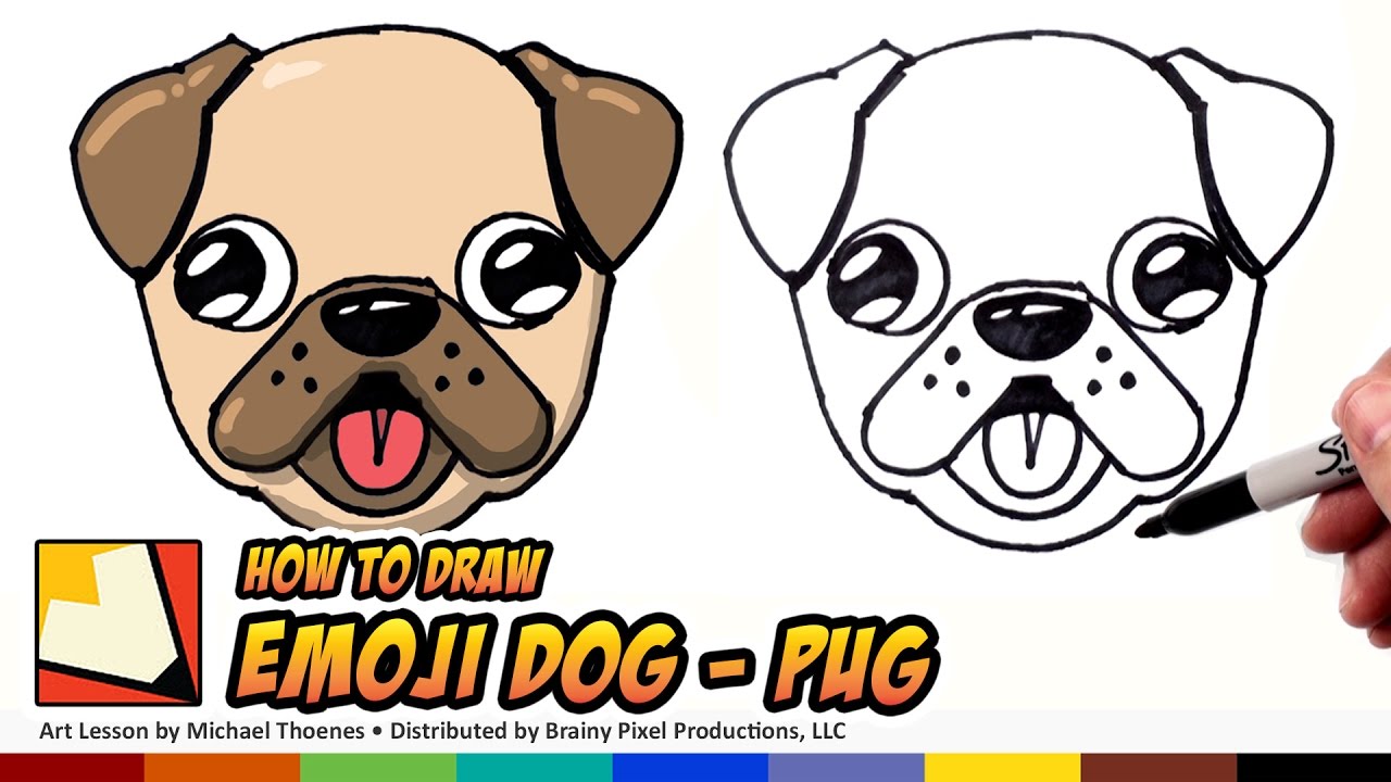 1280x720 How To Draw A Cute Dog Emoji Pug For Beginners Step By Step Bp