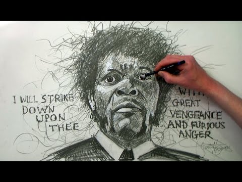 480x360 Samuel L Jackson As Jules Winnfield, Pulp Fiction. Scribble