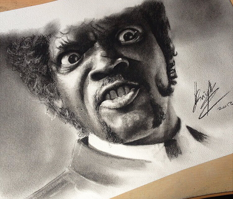 750x640 Samuel L. Jackson From Pulp Fiction By J. Knight Art No. 992