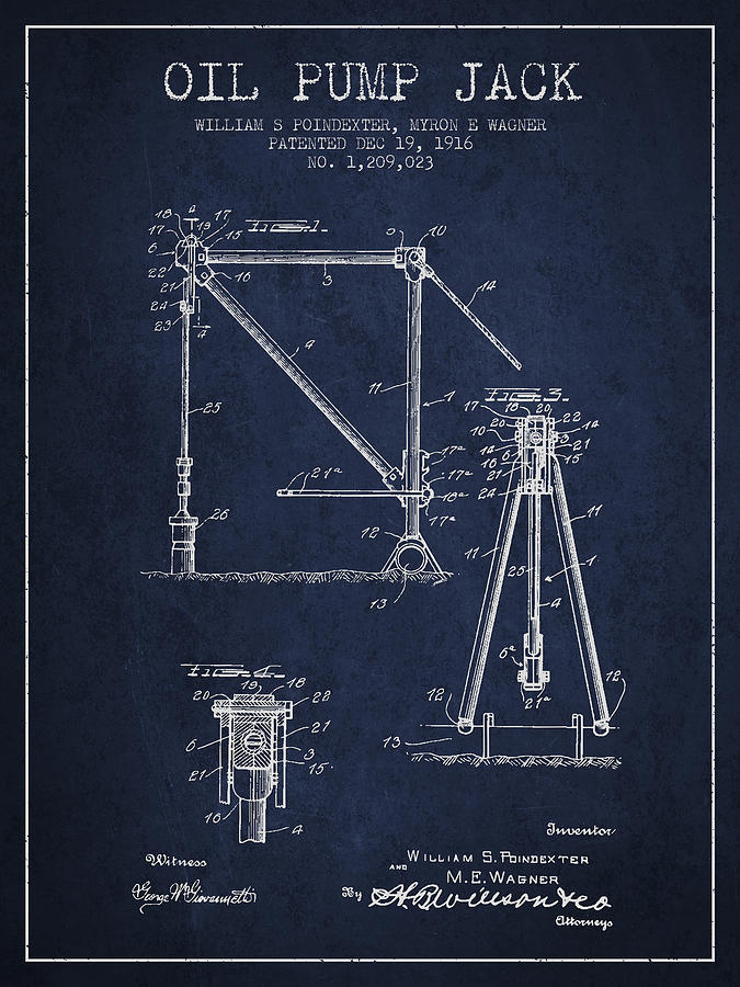 675x900 Oil Pump Jack Patent Drawing From 1916