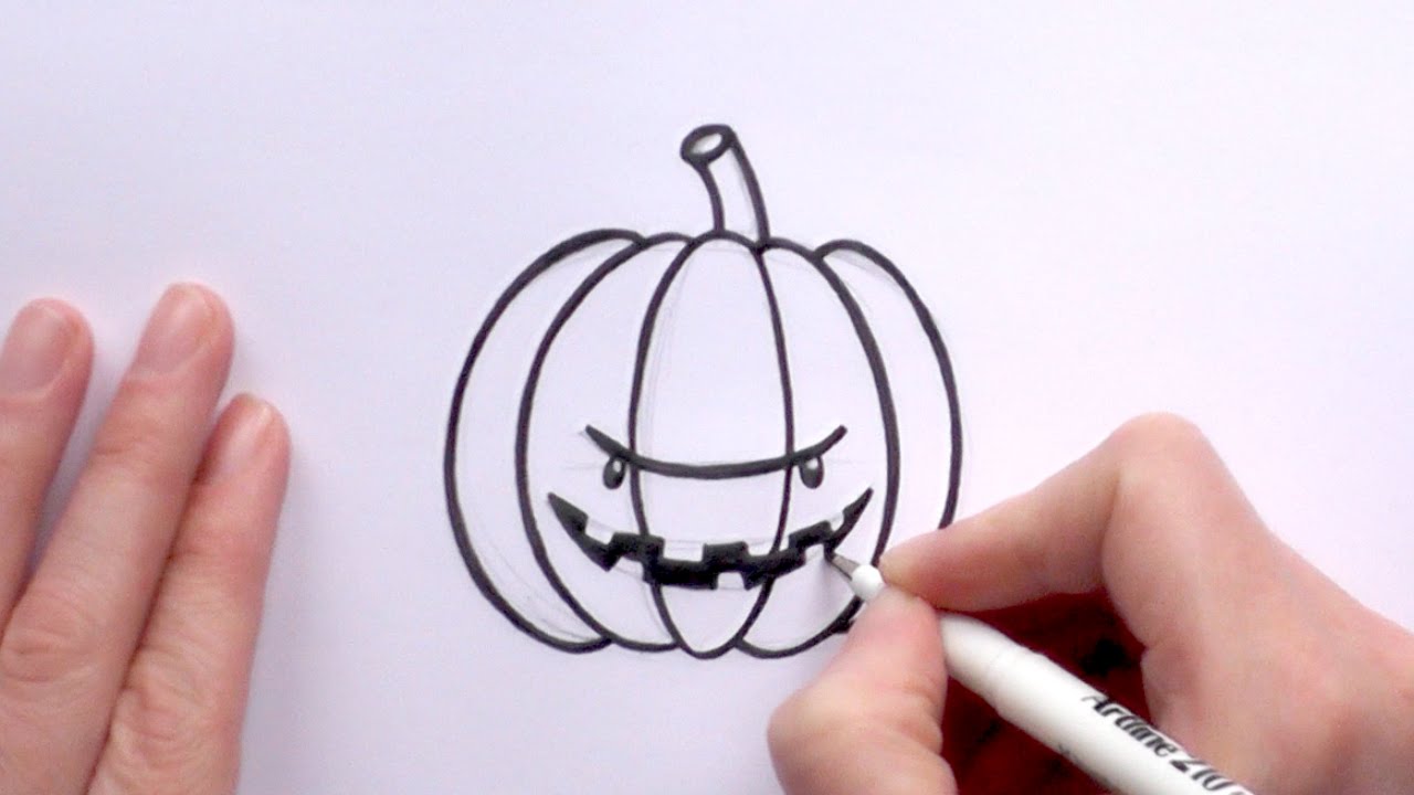 1280x720 How To Draw A Cartoon Scary Pumpkin For Halloween