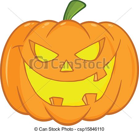 450x427 Scary Halloween Pumpkin Cartoon Illustration Vector Clip Art