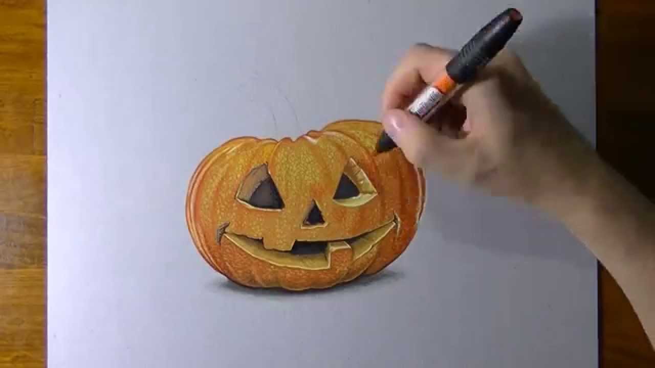 1280x720 Drawing A Carved Pumpkin For Halloween