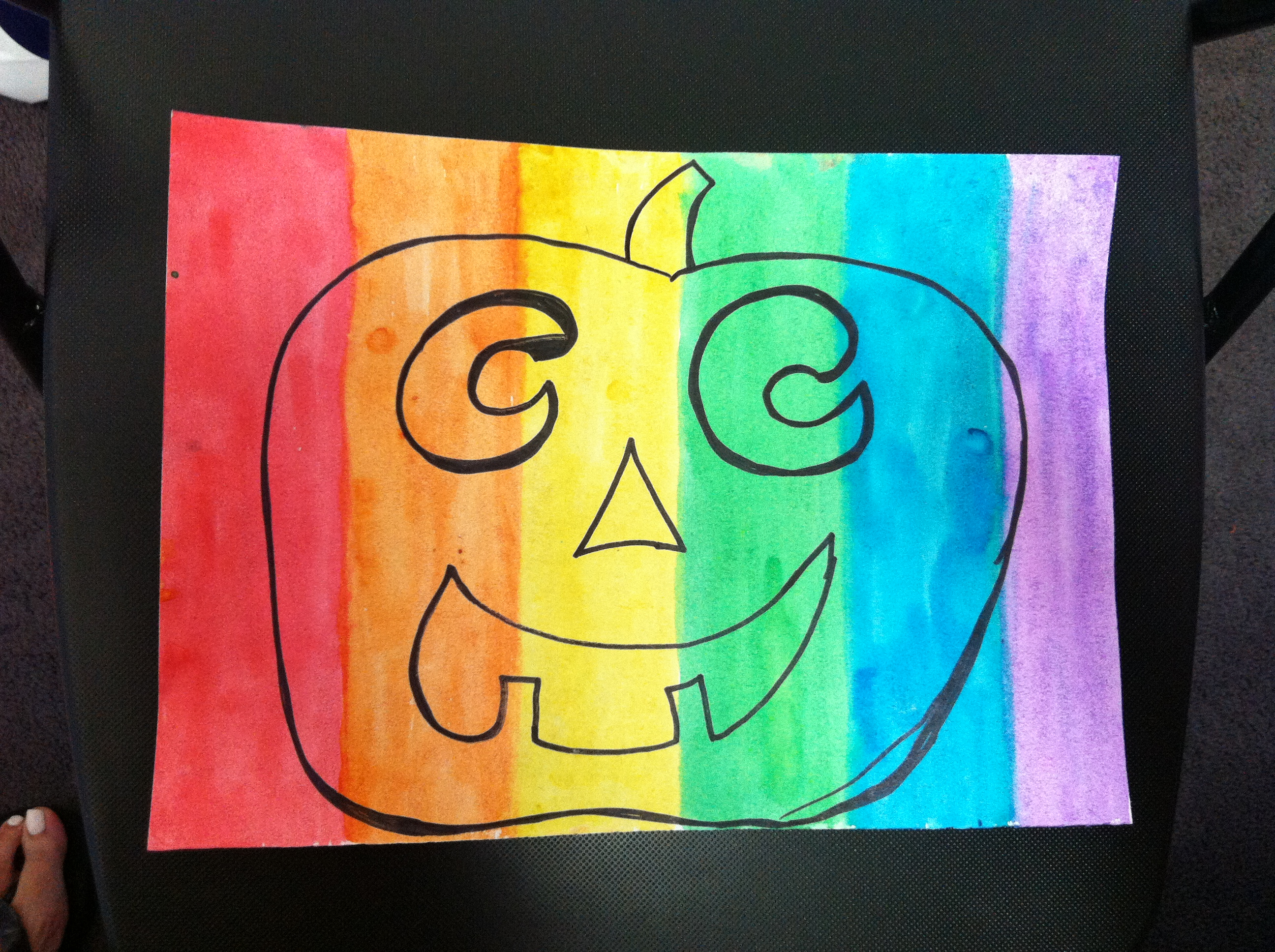 2592x1936 Rainbow Jack O Lanter Step 2 Trace A Pumpkin Face Kids Art