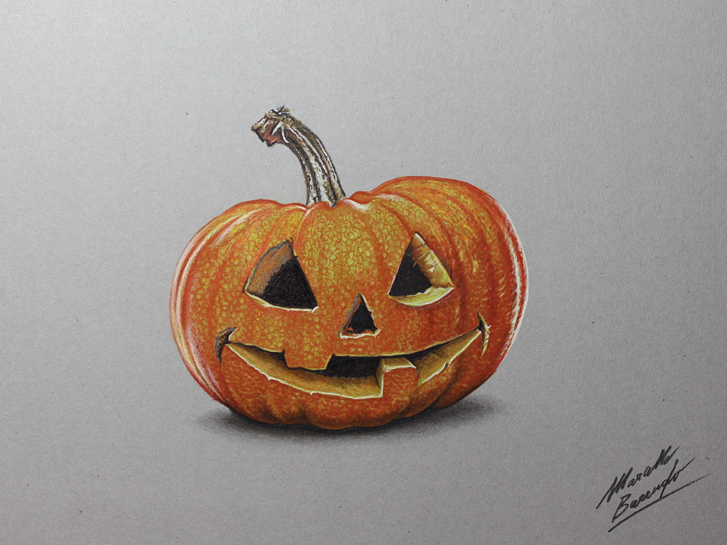 1024x768 Halloween Carved Pumpkin Drawing By Marcellobarenghi