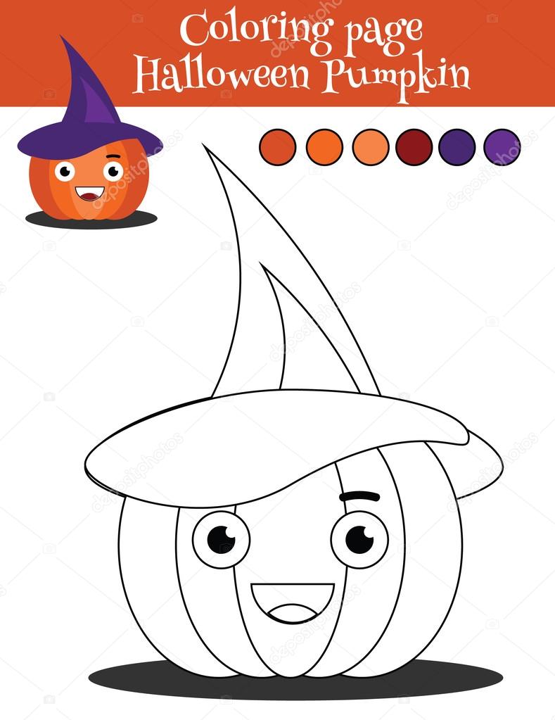789x1023 Coloring Page With Halloween Pumpkin. Educational Game, Drawing