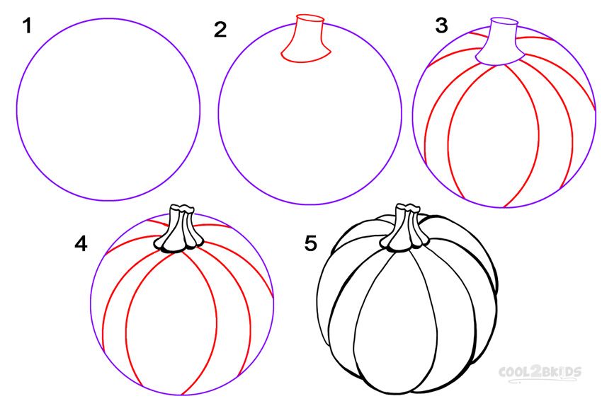 850x567 How To Draw A Pumpkin Step By Step Paintings