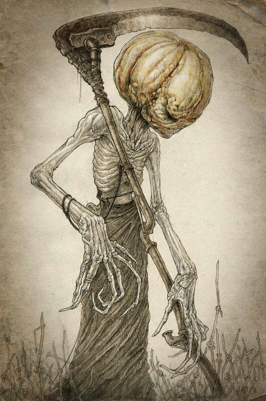 530x800 Pumpkin Head Horror Junkies Illustration Art