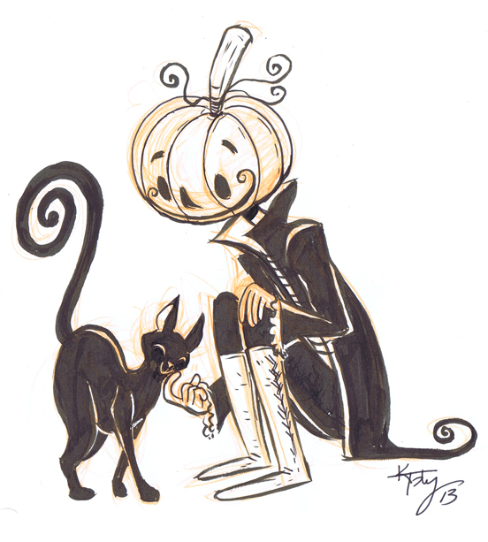 552x613 Inktober 7 Pumpkin Head And Kitty By Ktshy