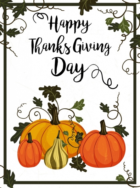445x600 Thanks Giving Day Poster Pumpkin Leaves Frame Decoration Free