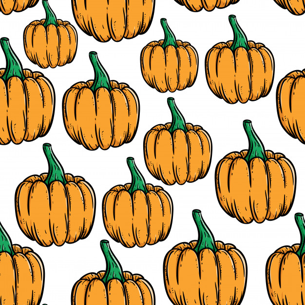 626x626 Seamless Pattern Of Pumpkin Using Doodle Or Hand Drawing Style
