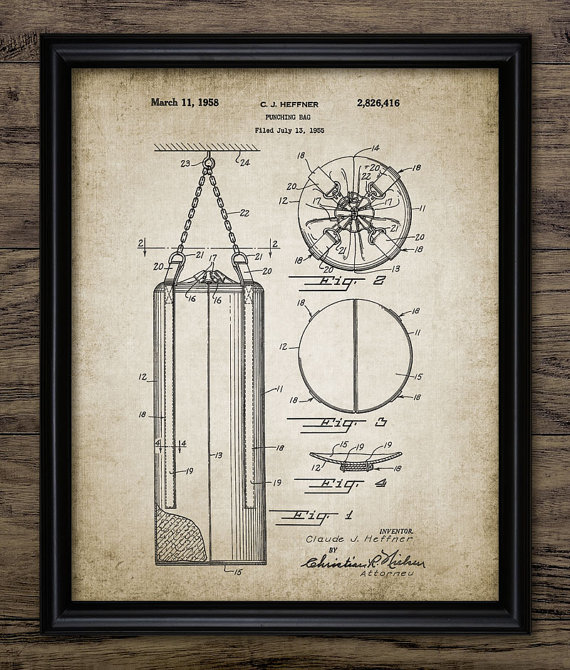570x670 Vintage Punch Bag Patent Print 1958 Punch Bag Design