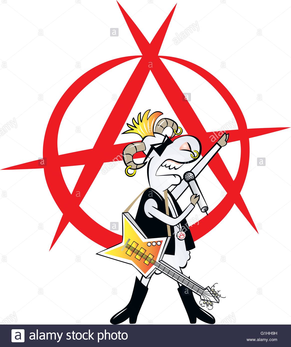 1166x1390 Vector Illustration Of A Punk Rock Ram Character Playing Electric
