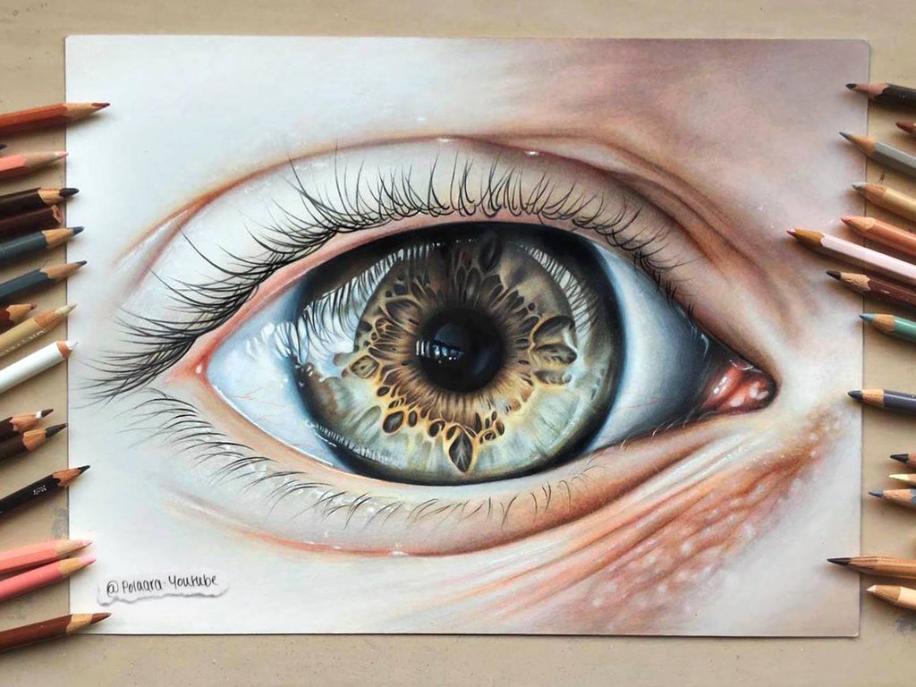 1024x768 Realistic Eye Drawing By Polaara