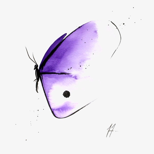 650x650 Hand Drawn Cartoon Purple Butterfly, Purple Butterfly, Drawing
