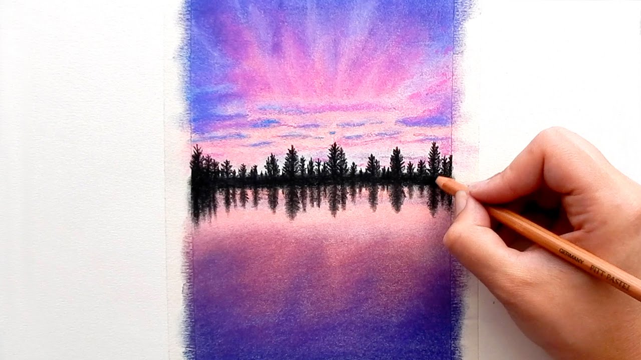 1280x720 Timelapse Drawing A Purple Sunset With Faber Castell Soft