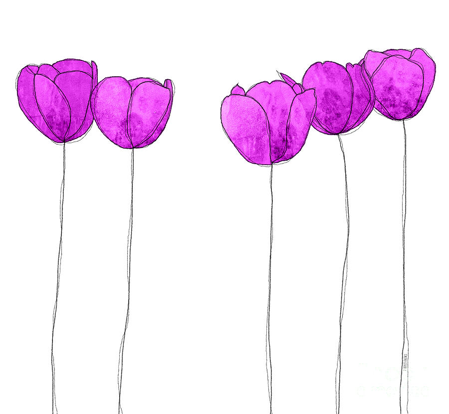 900x830 Purple Flowers Drawing By J Ripley Fagence