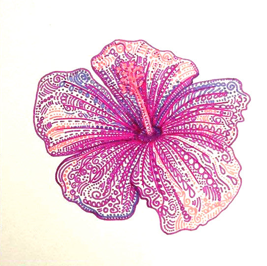 543x540 Tropical Flower Drawing Floral Art Pink Flower Drawing Purple