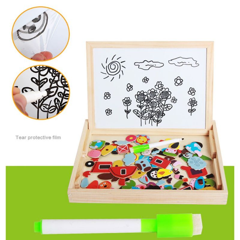 800x800 Wooden Educational Toys Art Easel Animals Puzzle Games For Kids