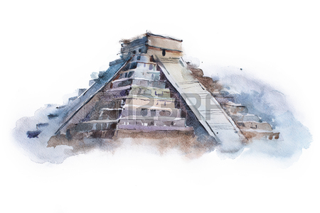 450x300 Watercolor Drawing Of Giza Pyramids, Queens Pyramids In Egypt