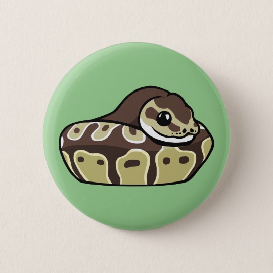 540x540 Cute Ball Python Pet Snake Drawing Badge Button Zazzle.co.uk