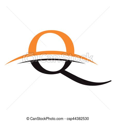 450x470 Simple Initial Letter Q Logo With Swoosh Orange Black Vectors