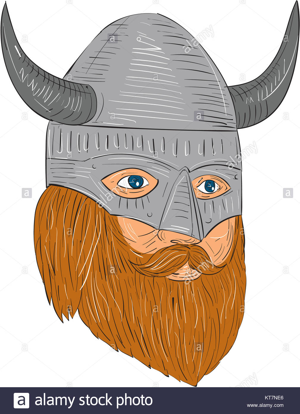 1007x1390 Viking Warrior Head Three Quarter View Drawing Stock Photo