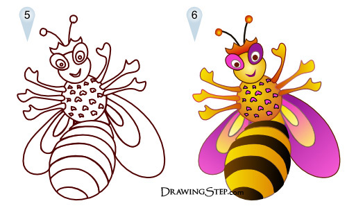 500x300 Bee Queen Drawing Step By Step