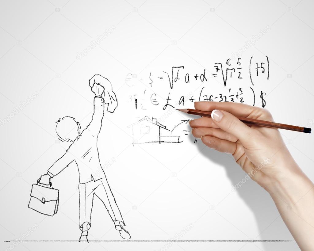 1024x819 Questions And Challenges In Business Drawing Stock Photo