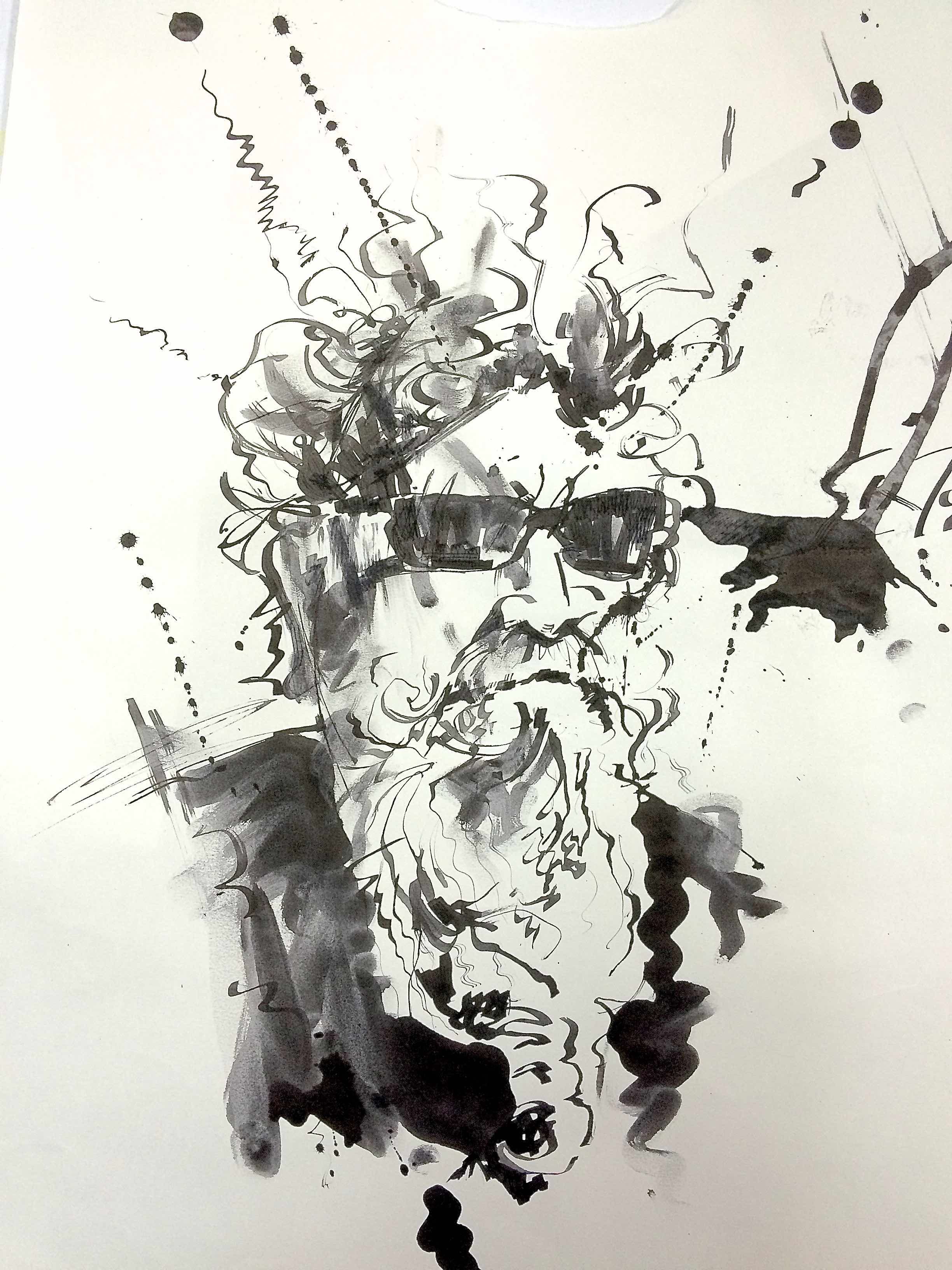 2448x3264 Quick, Crazed Gesture Portrait With Crow Quill Pen, My Fore Finger
