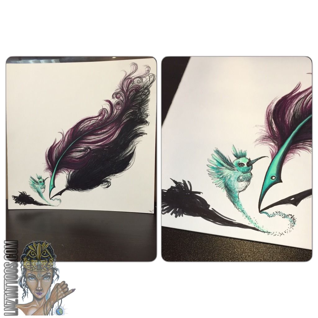 1024x1024 Lnztattoosquill Pen And Hummingbird Quill Pen Hummingbird Drawing