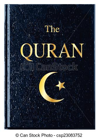 334x470 The Front Cover Of The Quran Over A White Background Clipart