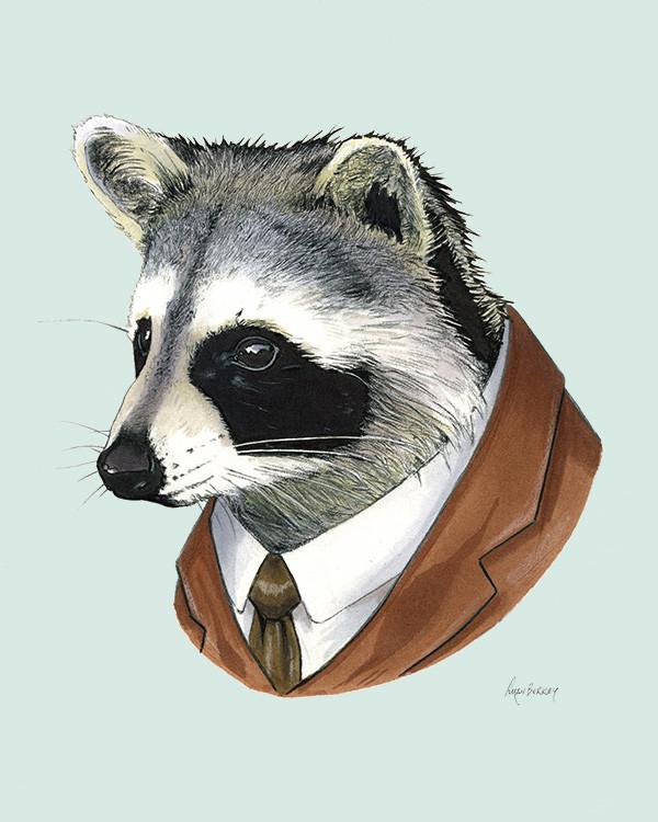 600x750 Raccoon Gentleman Art Print Berkley Illustration
