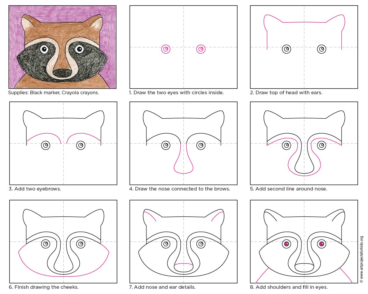 Raccoon Drawing Step By Step at GetDrawings | Free download