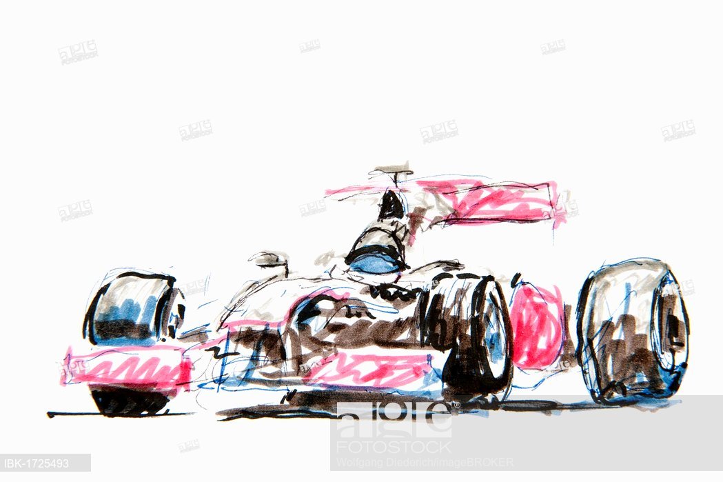 1049x699 Formula 1 Racing Car, Drawing, Artist Gerhard Kraus, Kriftel
