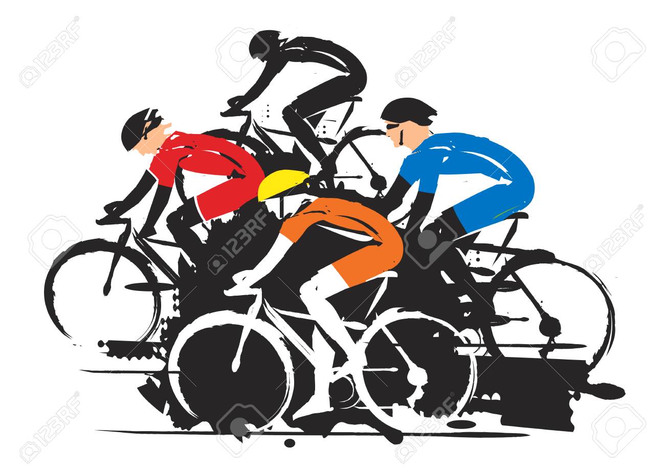 1300x919 Road Cycling Race. Expressive Stylized Drawing Of Road Cyclists